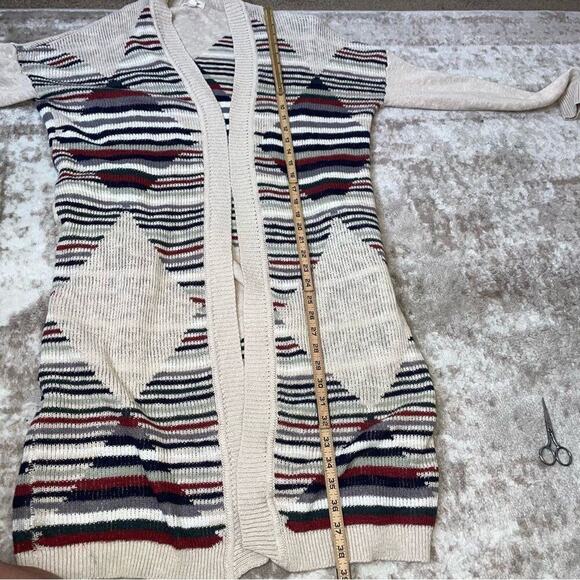 Silence + Noise Aztec Southwestern Long Maxi knit sweater Cardigan Duster SZ SM - Picture 6 of 10